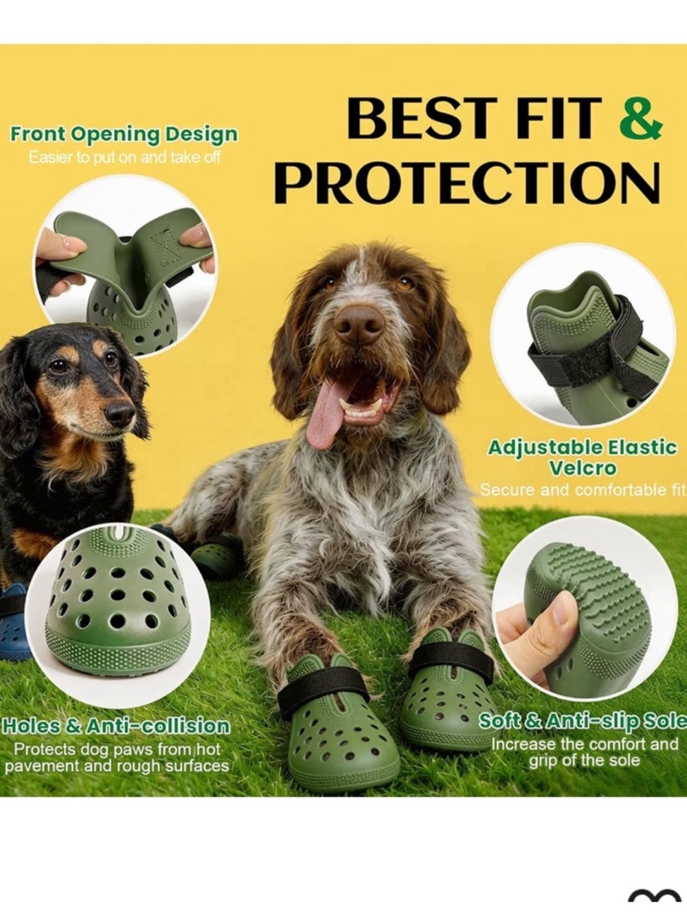 Dog Shoes for Hot Pavement Comfortable Paw Protection
Size XL Green Booties Rain - Picture 12 of 14